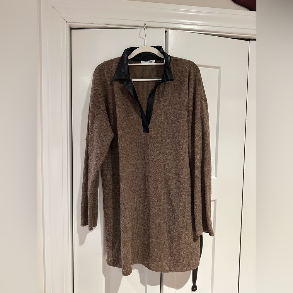 Zara Brown Knit Sweater with Black Accents
